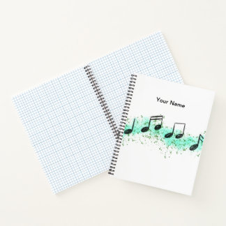 Music Notes Abstract Art Notebook - Aqua & Green Notizbuch