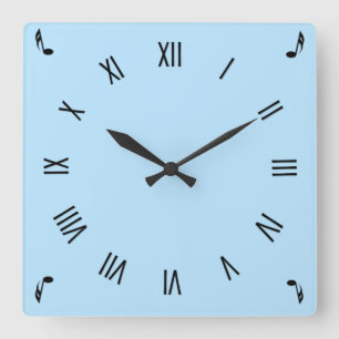 Music Notes Corners Roman Numeral Quadratische Wanduhr