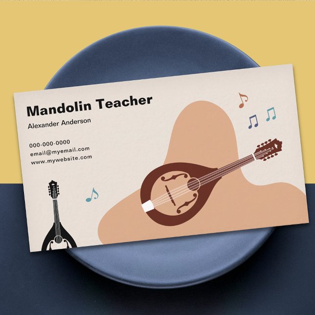 Music Notes - Mandolin Teacher  Visitenkarte (Music Notes - Mandolin Teacher Business Card)