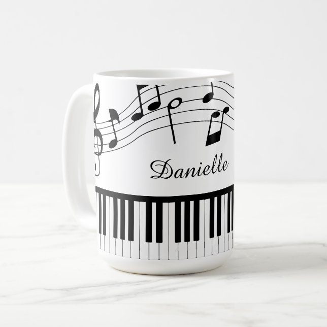 Music Notes Piano Personalized Custom Colors Kaffeetasse (Vorderseite Links)