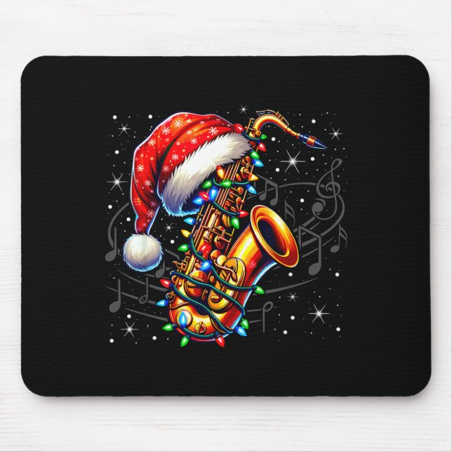 Music Notes Treble Clef Christmas Saxophone Jazz M Mousepad (Vorne)
