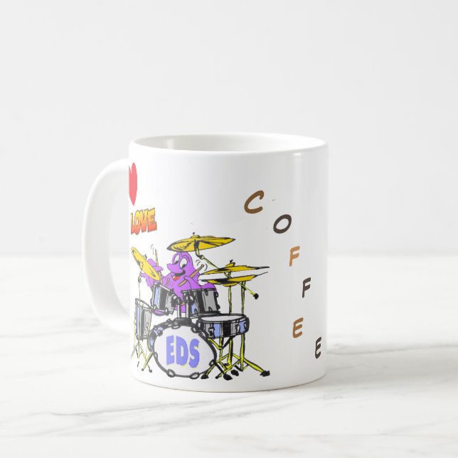 Music Octopus Cartoon Kaffee Lover Kaffee Tasse (Vorderseite Links)
