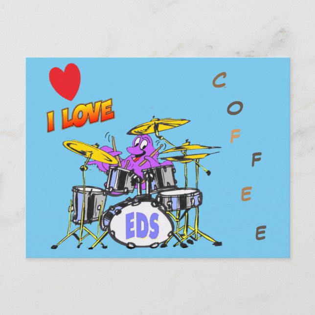 Music Octopus Cartoon Kaffee Lover Postkarte (Vorderseite)