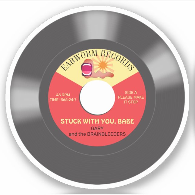 Music Ohrwürmer 45 Vinyl Single personalisiert Aufkleber (Vorderseite)