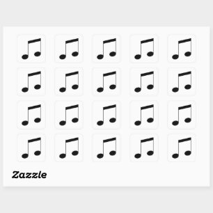 Music One Black Beam Note, Quadratischer Aufkleber