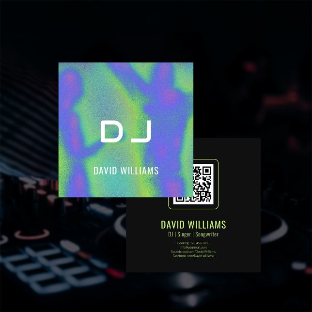 Music Party DJs Singer Songwriter QR Code Quadratische Visitenkarte (Music Party DJs Singer Songwriter QR Code Square Business Card)