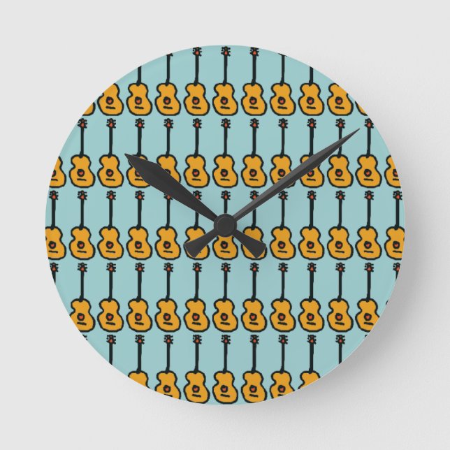 music pattern ~ violões runde wanduhr (Vorderseite)