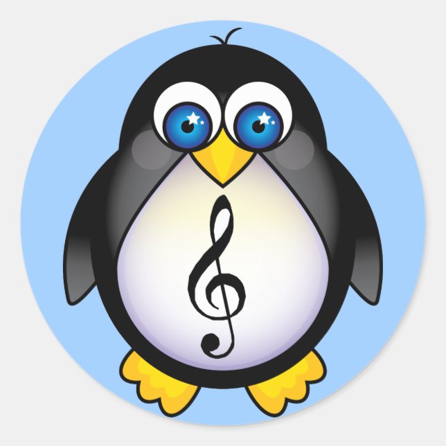 Music Penguin Treble Clef Runder Aufkleber (Vorderseite)
