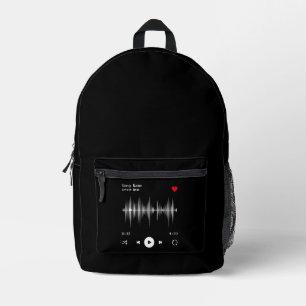 Music Player Artist und Song Personalisiert Black Bedruckter Rucksack