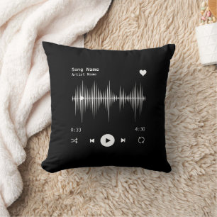 Music Player Artist und Song Personalisiert Black Kissen