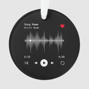 Music Player Artist und Song Personalisiert Black Ornament