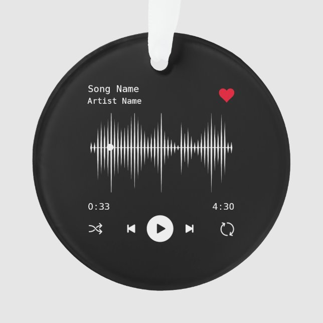 Music Player Artist und Song Personalisiert Black Ornament (Vorderseite)