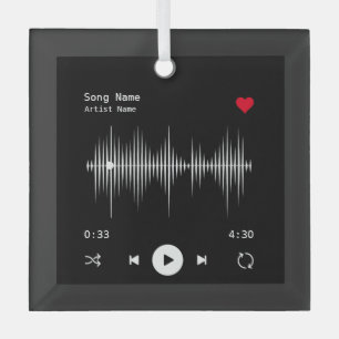 Music Player Artist und Song Personalisiert Black Ornament Aus Glas