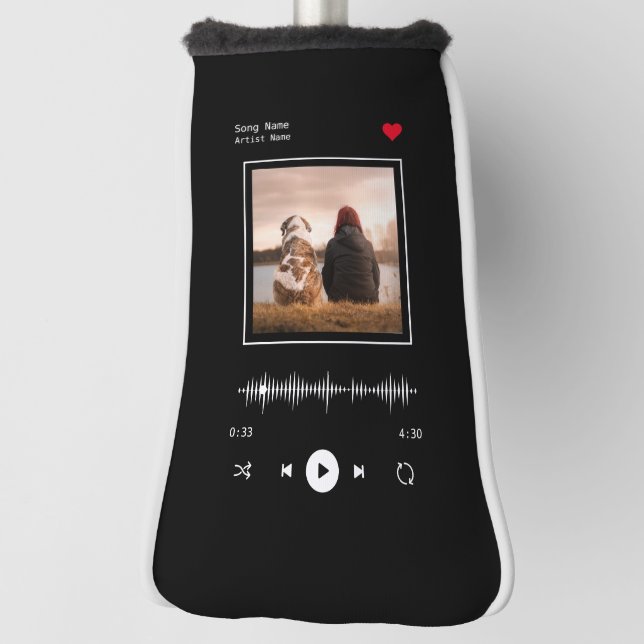Music Player Artist und Song Personalisiertes Foto Golf Headcover (Rotieren 90)