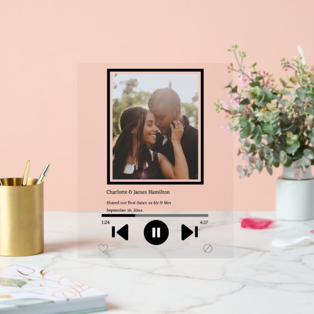 Music Player Foto Personalisiert Acrylschild (Hochzeit)