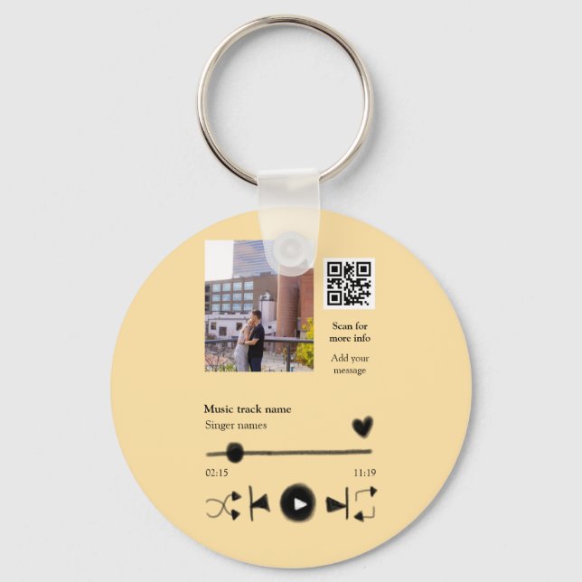 Music player personalized couple love q r code tex schlüsselanhänger (Vorderseite)