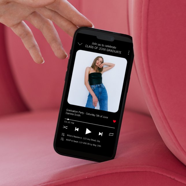 Music Player Song Foto Abschluss 2024 Einladung (Music Player Song Photo Graduation 2024 Invitation)