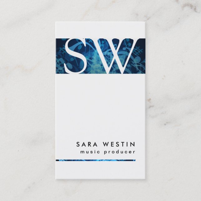 Music Producer Bold Stripe Monogram Business Card Visitenkarte (Vorderseite)