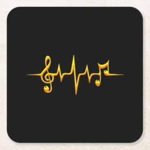 Music Pulse Notes Clef Frequency Wave Sound Rechteckiger Pappuntersetzer