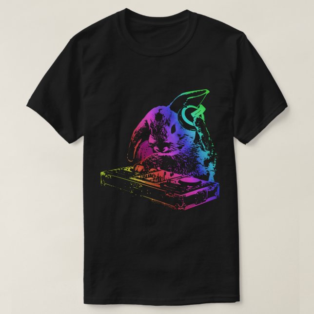 Music Rabbit - Cool, Funny DJ Bunny Animal Essenti T-Shirt (Design vorne)