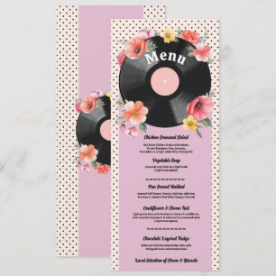 Music Record Mariage Floral 1950s Menu