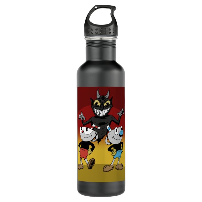 Music Retro Game Cuphead Run und Shoot Coole Grafi Edelstahlflasche (Vorderseite)
