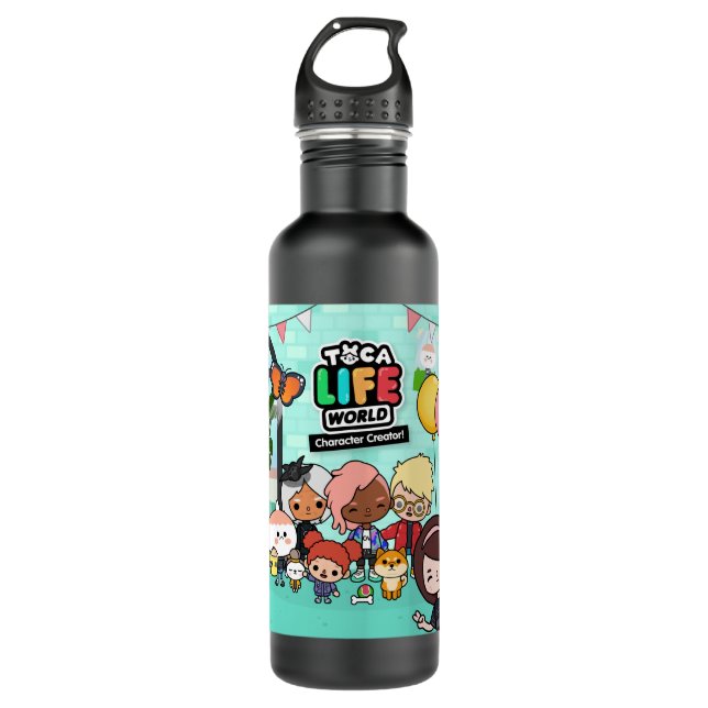 Music Retro Manga Toca Boca Anime Niedlich Graphic Edelstahlflasche (Vorderseite)