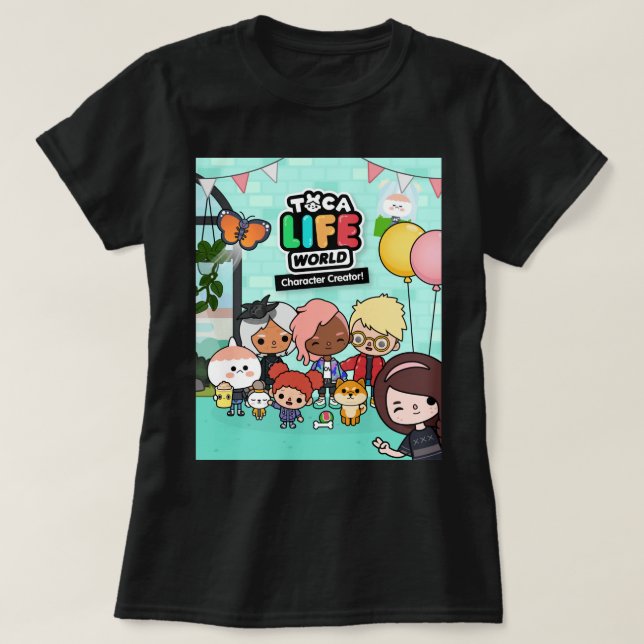 Music Retro Manga Toca Boca Anime Niedlich Graphic T-Shirt (Design vorne)