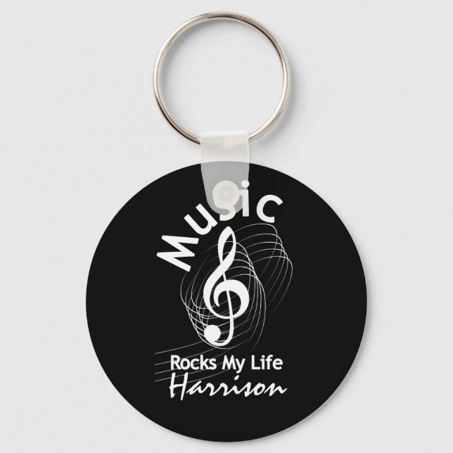 Music Rocks My Life Personalisiert Schlüsselanhänger (Vorderseite)