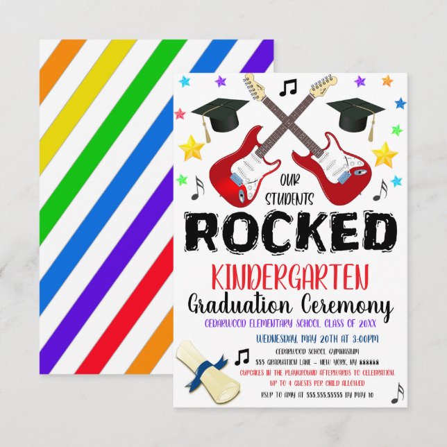 Music Rockstar Thema Abschluss Einladung (Vorne/Hinten)