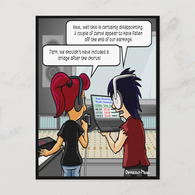 Music Royalties Funny Postcard Postkarte (Vorderseite)