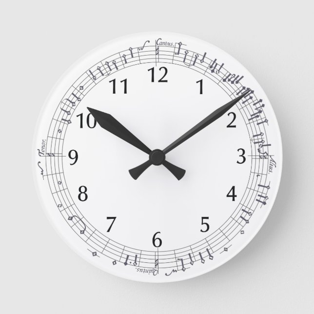 Music score (bar) going in a circle: Musical notes Runde Wanduhr (Vorderseite)