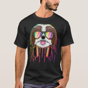 Music Shih Tzu Dj mit Kopfhörern Musikalischer Hun T-Shirt