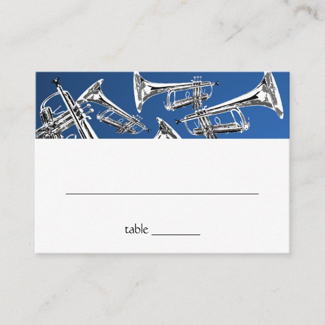 Music Silver Trumpet Bar Mitzvah Sitzkarte Platzkarte (Vorderseite)