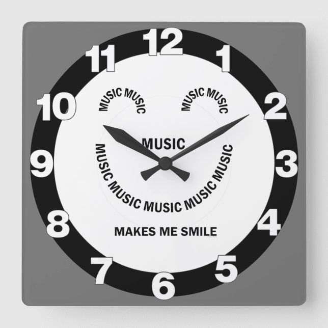 Music Smile Square Wall Uhr (Vorderseite)