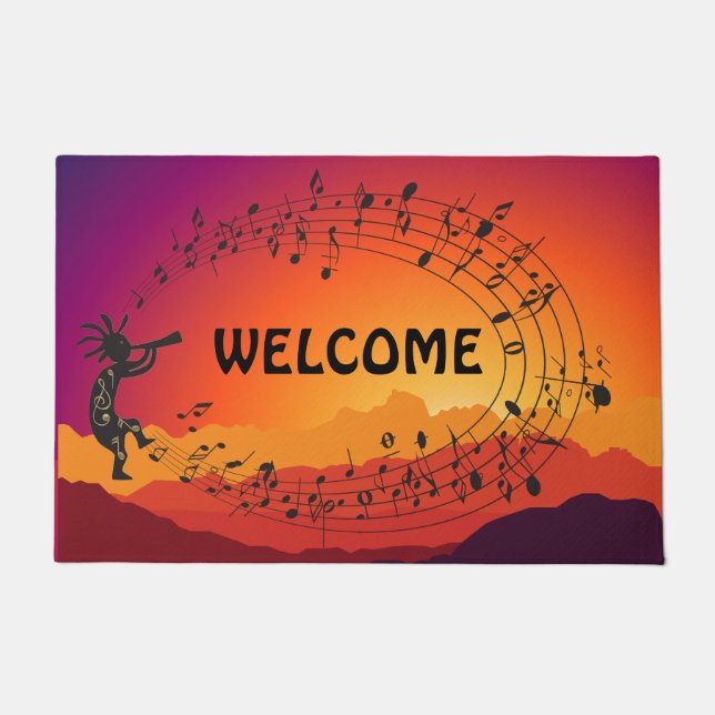 Music Southwestern Kokopelli Sunset Doormat Fußmatte (Vorderseite)