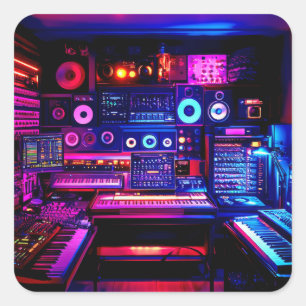 Music Studio Quadratischer Aufkleber