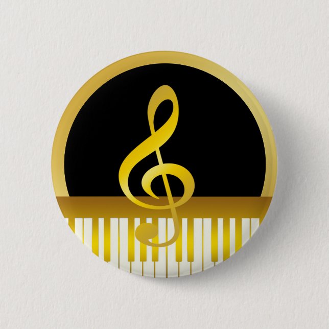 Music Symbol Gold Piano Board Clefs Notes Button (Vorderseite)