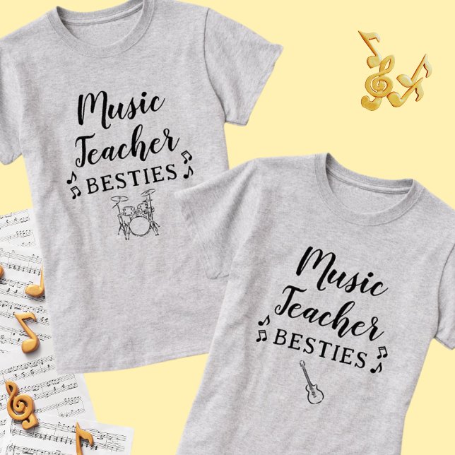 Music Teacher Besties Electric Gitarre Bester Freu T-Shirt (Von Creator hochgeladen)