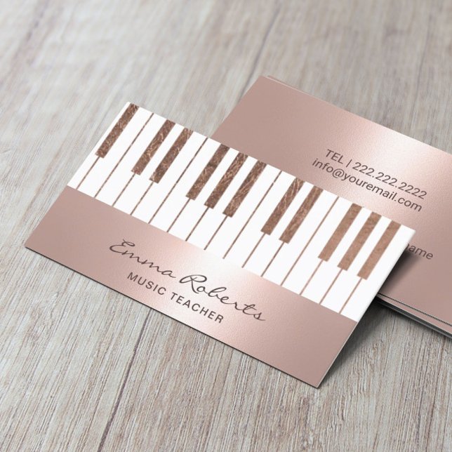 Music Teacher Blush Rose Gold Piano Keys Musical Visitenkarte (Von Creator hochgeladen)
