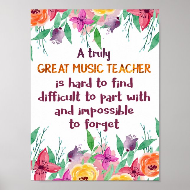 Music Teacher Classroom Decor Appreciation Gift Poster (Vorne)
