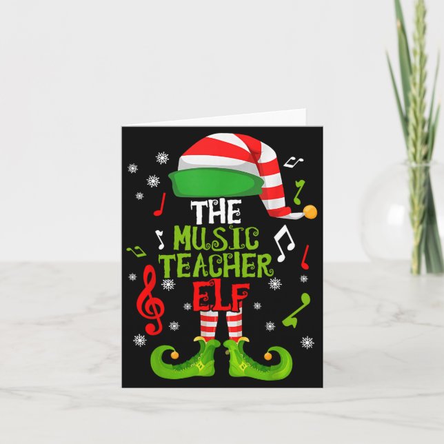 Music Teacher Elf Christmas Family Matching Xmas G Karte (Vorderseite)