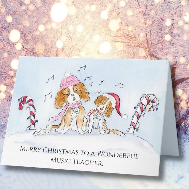 Music Teacher Frohe Weihnachts CKCS Hunde Karte (Von Creator hochgeladen)