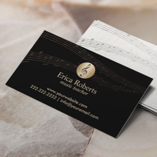 Music Teacher Gold Clef Logo Elegante Musik Visitenkarte