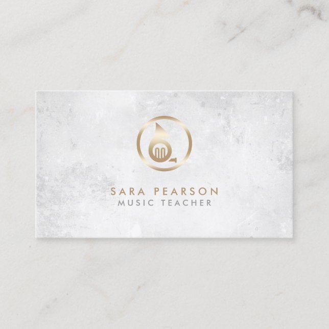 Music Teacher Gold French Horn Icon Business Card Visitenkarte (Vorderseite)