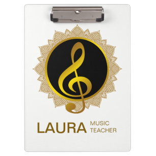 Music Teacher Gold Lotus Mandala Musician DJ Klemmbrett