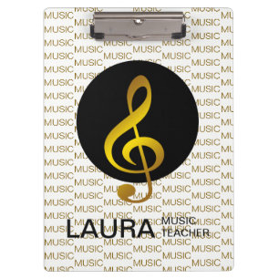 Music Teacher Gold Piano Keyboard Musiker DJ Klemmbrett