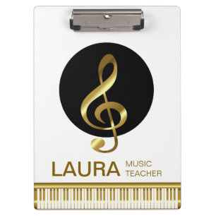 Music Teacher Gold Piano Keyboard Musiker DJ Klemmbrett