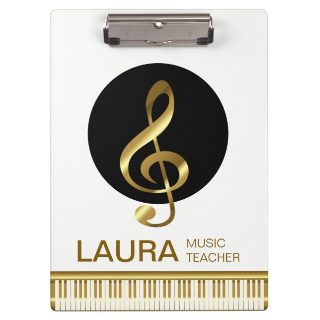 Music Teacher Gold Piano Keyboard Musiker DJ Klemmbrett (Vorderseite)