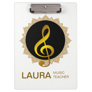Music Teacher Gold Piano Keyboard Musiker DJ Klemmbrett